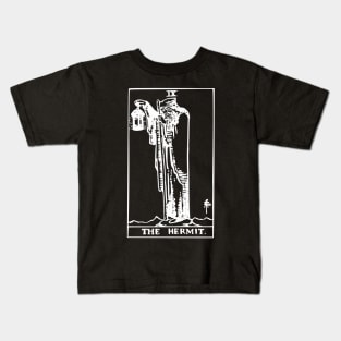 The Hermit Tarot Card Classic Occult White on Black Zed Lep Print Gothic Retro Tee Shirt Mug Sticker + More Kids T-Shirt